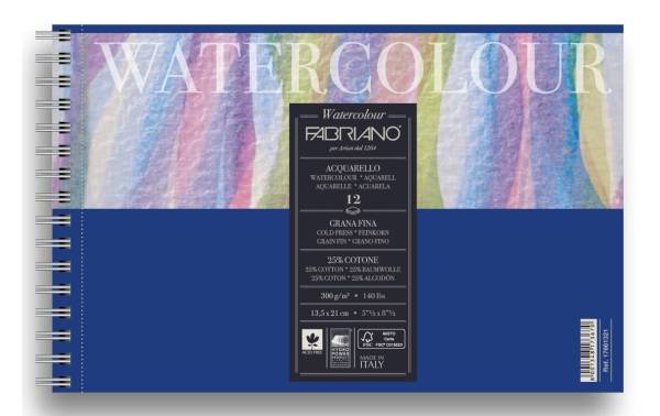 Fabriano Aquarellblock Spiralbuch 13.5 x 21 cm, 12 Blatt