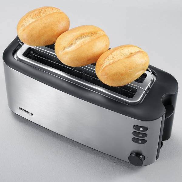 SEVERIN 4-Scheiben-Toaster AT 2509, Edelstahl / schwarz