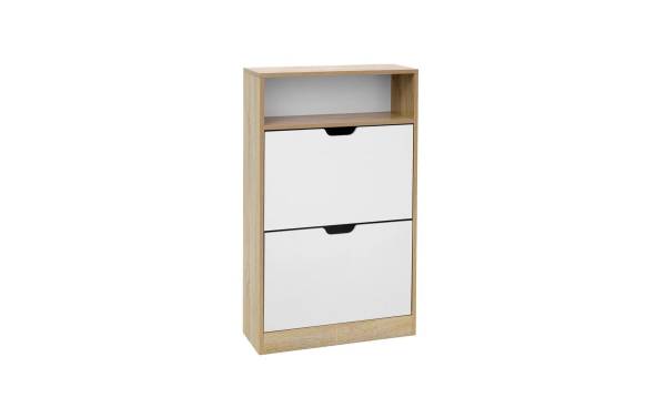 VASAGLE Schuhregal mit Klappen Braun/Weiss