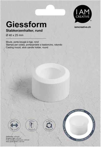 I AM CREATIVE Silikon Giessform 1704.26 Kerzenhalter rund