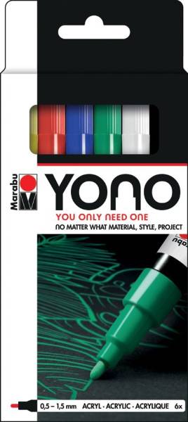 Marabu Acrylmarker 'YONO', 1,5 – 3,0 mm, 6er Set
