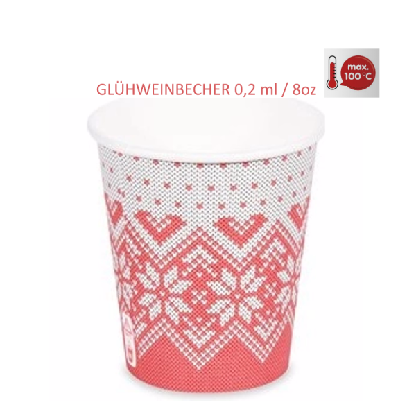 1000x Glühweinbecher Winter Einweg 200ml /8oz