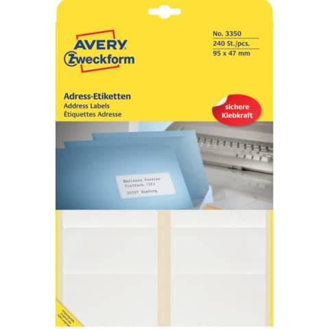 AVERY ZW. Zweckform Adress-Etiketten, 95 x 47 mm, auf Bogen