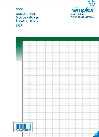 Ausmassbuch grün A4 Durchschreibepapier 50x2 Blatt SIMPLEX 15071