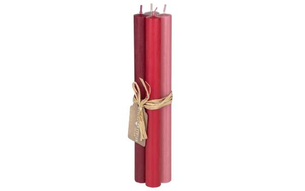 Herzog Kerzen AG Stabkerze Rauhreif 2.2 x 25 cm, 4 Stück, Kirschrot/Rosa/Rot