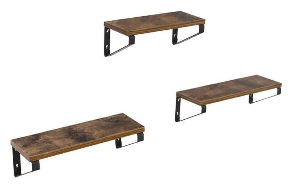 VASAGLE Wandregal 3er Set, Metall / Holz
