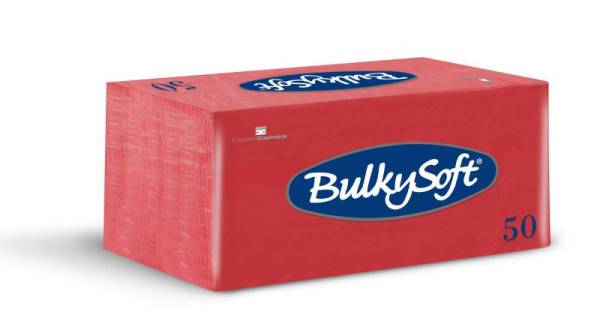 Servietten Bulkysoft, 2-lagig, 1/8 Falz, rot, 33x33cm - Karton à 40 Pack / Pack à 50 Servietten