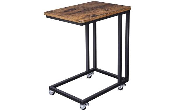 VASAGLE Beistelltisch auf Rollen 50 x 35 cm, Braun/Schwarz