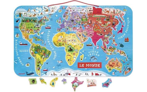 Janod Magnet-Puzzle Weltkarte: Le Monde -FR- 92-teilig