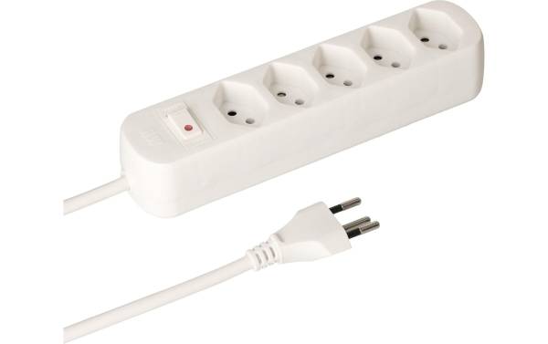 Max Hauri Steckdosenleiste Basic-Line 5xT13 Weiss, mit Schalter