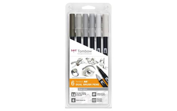 Tombow Doppelfasermaler "DUAL BRUSH PEN ABT",6er Gray Colors