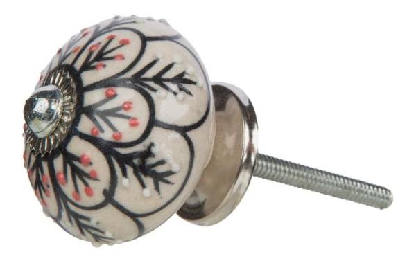 Tranquillo Möbelgriff handgemacht, Ø 4 cm, Beige/Silber