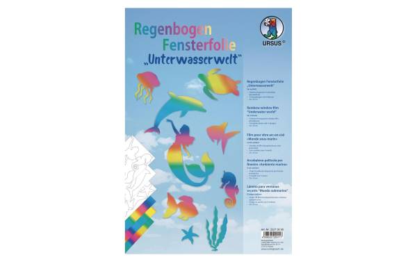 URSUS Fensterfolie 23 x 33 cm Regenbogen, 3 Blatt, 3 Vorlagebogen