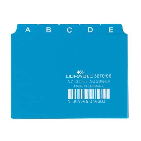 DURABLE Karteiregister A – Z, PP, A7 quer, blau, 25-teilig