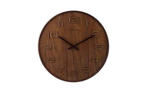 NeXtime Wanduhr Wood Wood Big Ø 53 cm Braun