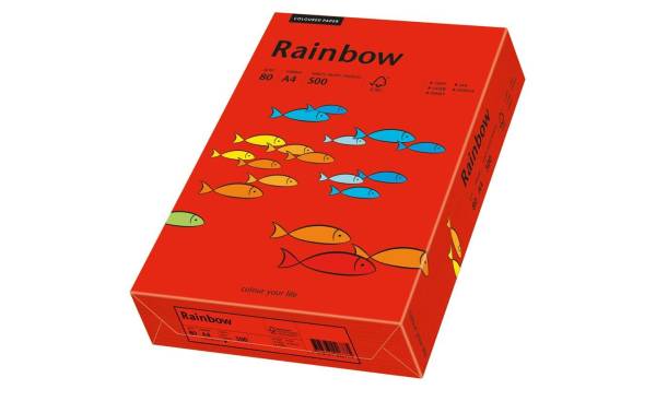 Rainbow Papier FSC A4 intensivrot, 80g 500 Blatt PAPYRUS 88042476