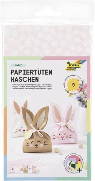 folia Papiertüten-Set 'Häschen SWEET', farbig sortiert