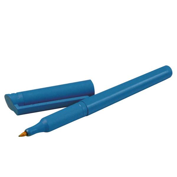 Folienmarker 14 cm detektierbar blau,wasserfest Rote Schrift -20 bis + 60 Grad