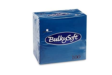 Servietten Dinner Bulkysoft, 3-lagig, blau, 40x40cm, 1/8 Falz - Karton à 10 Pack / Pack à 100 Servie
