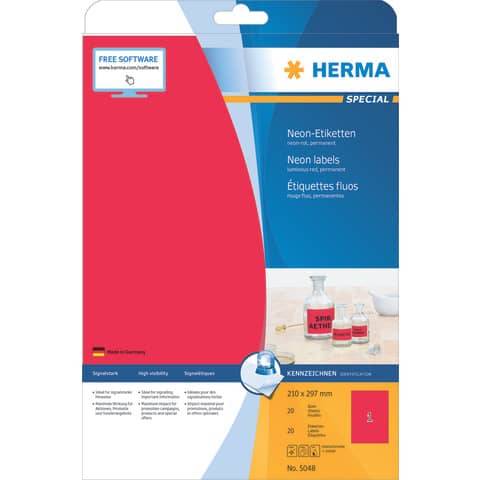 HERMA Universal-Etiketten SPECIAL, 210 x 297 mm, neon-rot