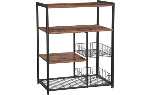 VASAGLE Küchenregal Dunkelbraun, 95 x 80 cm, Holz/Metall