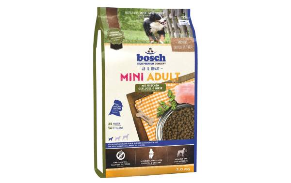 Bosch Tiernahrung Trockenfutter Mini Adult Geflügel & Hirse, 3 kg