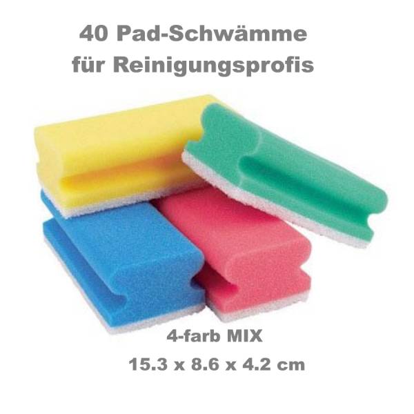 40x Schwamm-Pad breit (15,3 x 8,6 x 4,2cm) kratzfrei – Farbmix