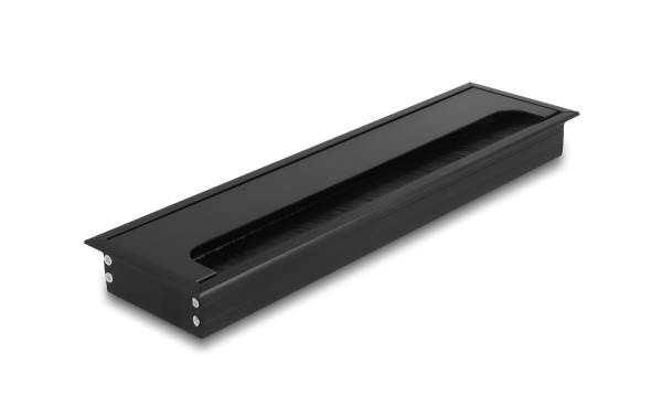 Delock Einbaurahmen für Tisch mit Bürste 300x80x28mm, Schwarz