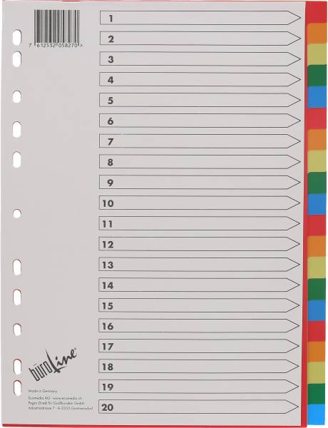 BÜROLINE Register PP bunt A4 40985 20tlg.