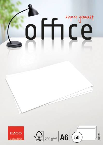 Schreibkarten Office A6 weiss blanko, 200g 50 Stück ELCO 74451.12