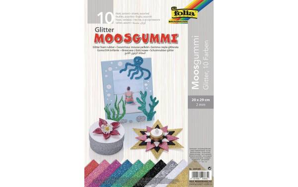 folia Glitter-Moosgummi, nicht selbstklebend, 10 Blatt