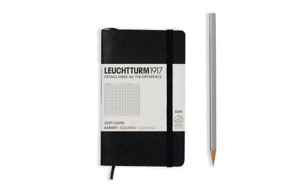 Leuchtturm Notizbuch Pocket A6, Kariert, Schwarz