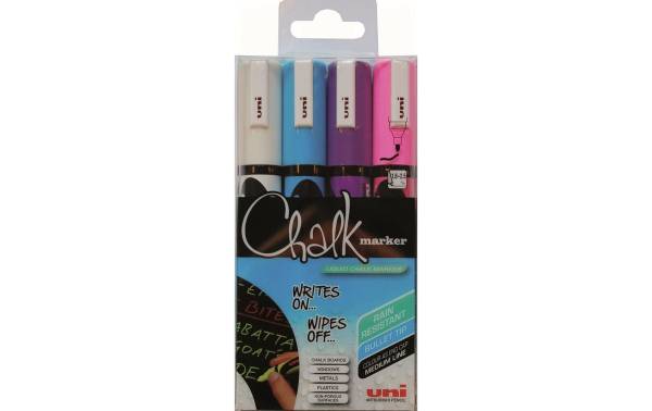 Chalk Marker 1,8-2,5mm 4 Farben, Etui UNI-BALL PWE5M.4C.