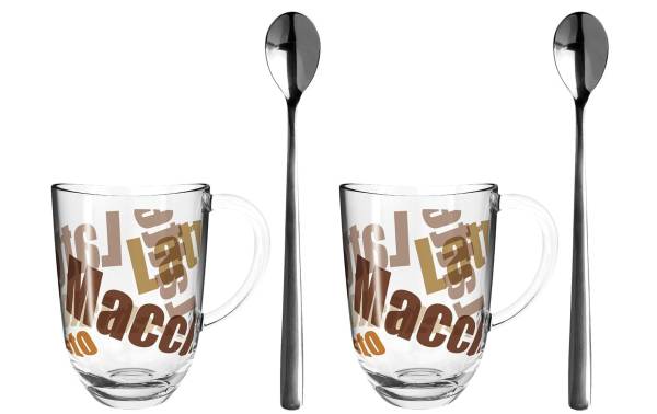Leonardo Latte Macchiato Tasse Napoli mit Text und Löffel 380 ml