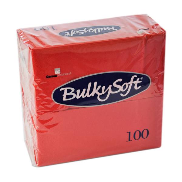 Servietten Bulkysoft 2-lagig, 1/8 Falz rot 40x40cm Zellstoff-2000 Stück