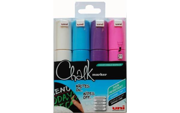 Chalk Marker 8mm 4 Farben, Etui UNI-BALL PWE8M.4C.
