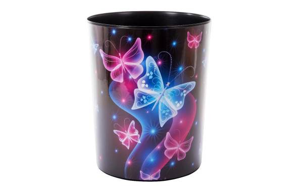 Goldbuch Papierkorb Schmetterling 10 l, Schwarz; Pink; Blau