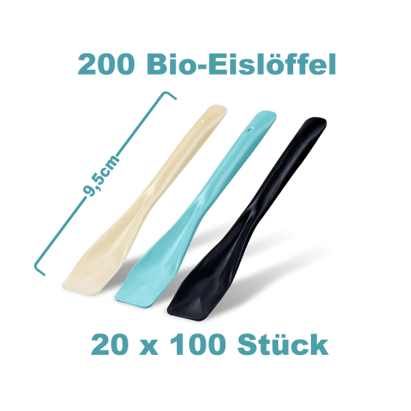 2000x Eislöffel (Bio-Komposit) bunt gemischt 9,5cm – 20×100 Stück
