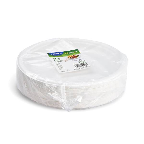 Teller Zuckerrohr-Bagasse 26cm – 50 Stück