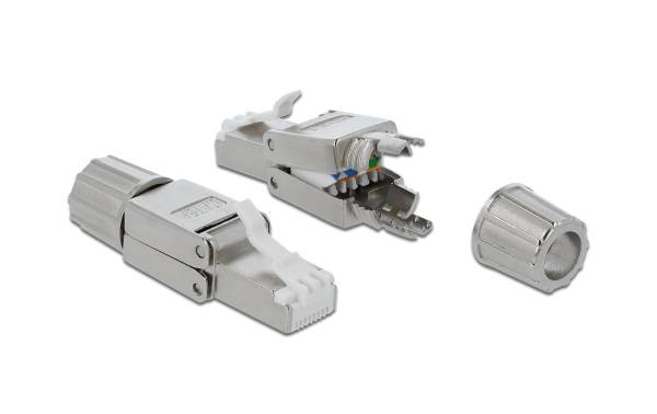 Delock Stecker RJ45 Cat.6A 1 Stück, Grau, geschirmt, werkzeugfrei