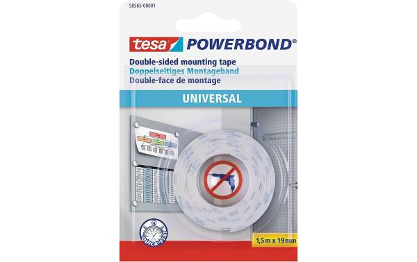 tesa Powerbond Montageband Universal, 19 mm x 1,5 m, weiß
