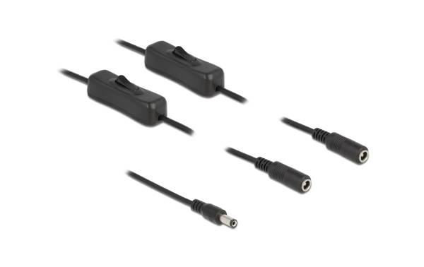 Delock Hohlstecker Kabel DC 5.5 x 2.1 mm zu 2 x DC mit Schalter 1 m
