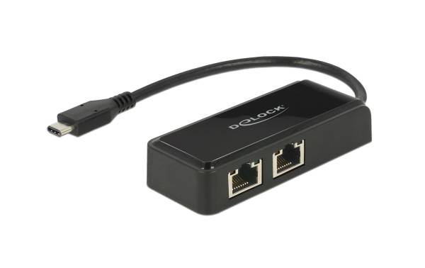 Delock Netzwerk-Adapter USB-C – 2xRJ-45 1Gbps