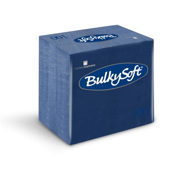 Servietten Bulkysoft 2-lagig, 1/8 Falz Blau 40x40cm Zellstoff-2000 Stück