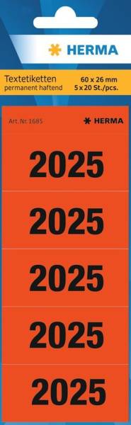 HERMA Ordner-Inhaltsschild '2025', 60 x 26 mm, bedruckt