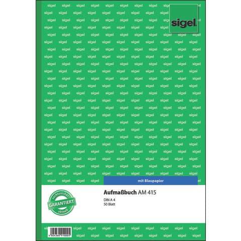 sigel Formularbuch "Aufmaßbuch", A4, 50 Blatt, Blaupapier