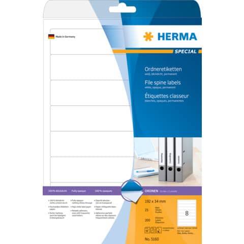 HERMA Ordnerrücken-Etiketten SPECIAL, 192 x 34 mm, weiß