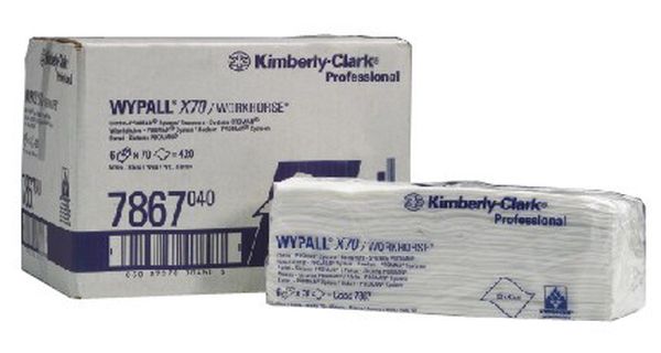 WypAll® X70 Tücher 7867 – 1 Packung mit 70 weißen, 1-lagigen WypAll® X70 Tücher 7867 – 1 Packung mit 70 weißen, 1-lagigen