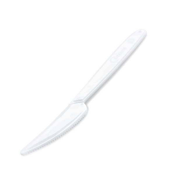 Messer (PP) wiederverwendbar weiß 18,5cm – 50 Stück