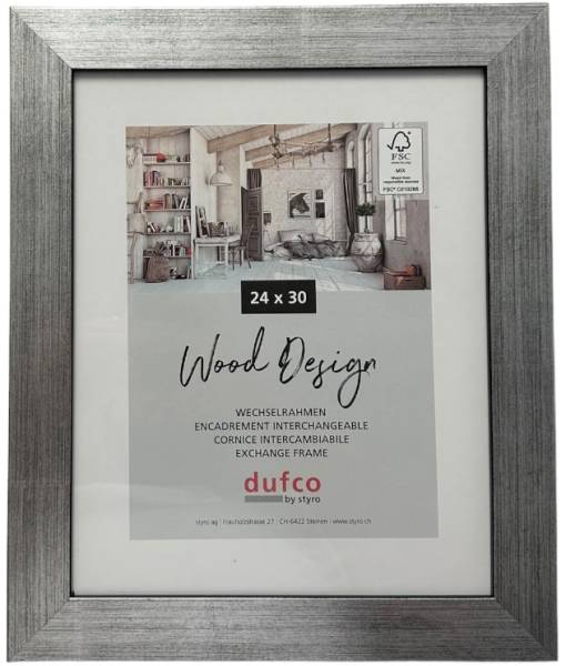 DUFCO Holz-Bilderrahmen 24x30cm 1610.80070 Larisis silber